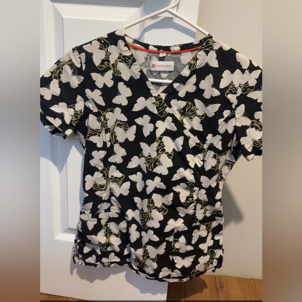 White Cross Women's Black and White Butterfly Top